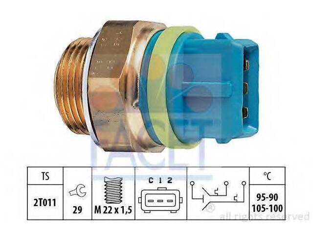 Датчик вмикання вентилятора Opel Omega B 2.53.0 TDI 94-03 FACET 75677 на OPEL OMEGA B (25_, 26_, 27_) - Фото 1