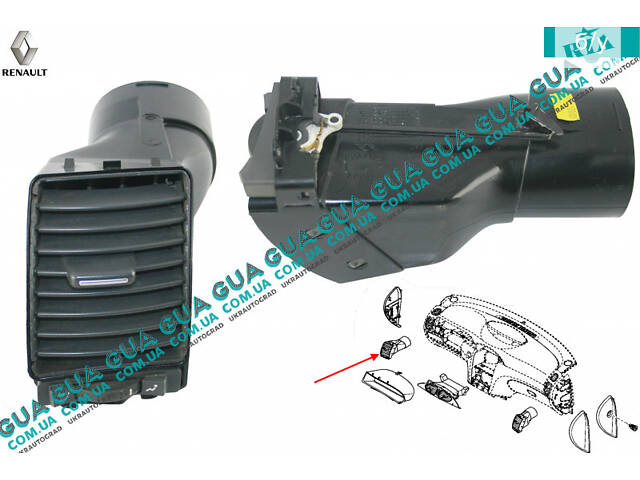 Дефлектор / воздушная заслонка обдува кабины левая ( черный ) 8200226111 Renault / РЕНО LAGUNA II / ЛАГУНА 2, Renault /