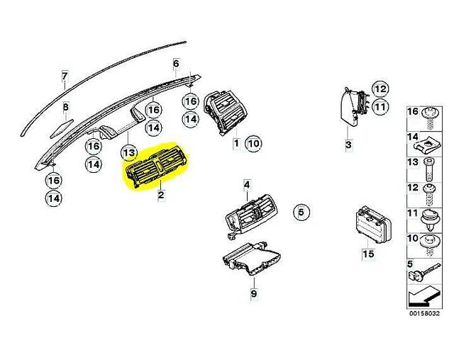 Дефлектор обдування салону BMW X5 E70 (2010-2013) рестайл 64227161801