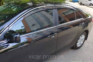 Дефлекторы окон (ветровики с хром-кантом) Toyota Camry 40 (2006-2011)