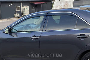 Дефлекторы окон с хром кантом (ветровики) Toyota Camry 50 (2012-2014)