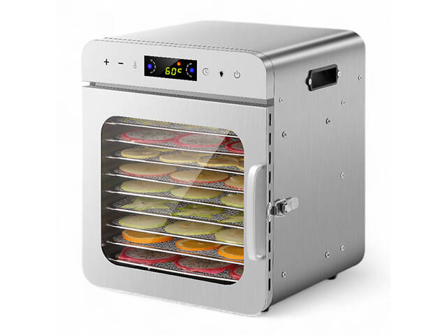 Дегідратор сушіння фруктів овочів 400 Вт з 10 секціями з нержавійки для приготування сухофруктів та овочевих чипсів у домашніх - Фото 1