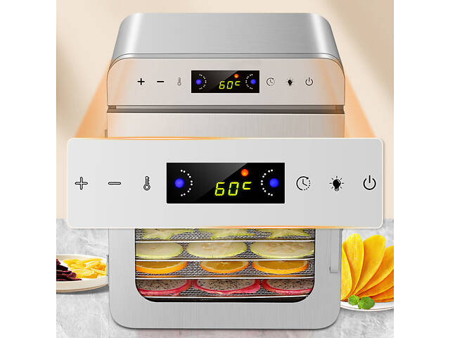 Дегідратор сушіння фруктів овочів 400 Вт з 10 секціями з нержавійки для приготування сухофруктів та овочевих чипсів у домашніх - Фото 2
