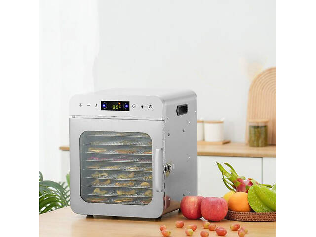 Дегідратор сушіння фруктів овочів 400 Вт з 10 секціями з нержавійки для приготування сухофруктів та овочевих чипсів у домашніх - Фото 3