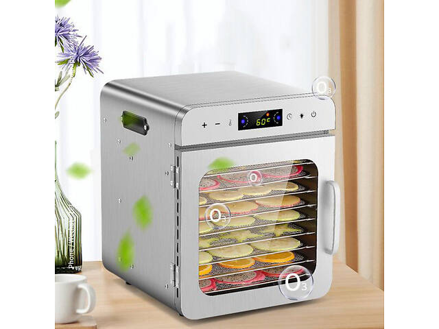 Дегідратор сушіння фруктів овочів 400 Вт з 10 секціями з нержавійки для приготування сухофруктів та овочевих чипсів у домашніх - Фото 4