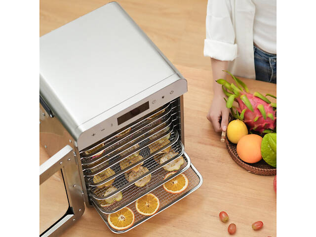 Дегідратор сушіння фруктів овочів 400 Вт з 10 секціями з нержавійки для приготування сухофруктів та овочевих чипсів у домашніх - Фото 8