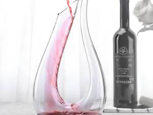 Декантер RESTEQ 1500 мл з кришталевого скла для вина, графин для аерації червоних вин, елегантний дизайн для дегустації.