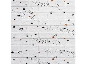 Декоративна 3D панель самоклейка під білий цегла Зірки 700х770х5мм (021) SW-00000086