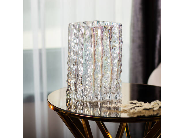 Декоративна прямокутна скляна ваза для квітів 20 см Ваза для квітів - Фото 4