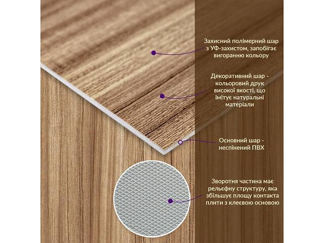 Декоративная ПВХ плита под дерево 600*600*3mm (S) SW-00001624 - Фото 2