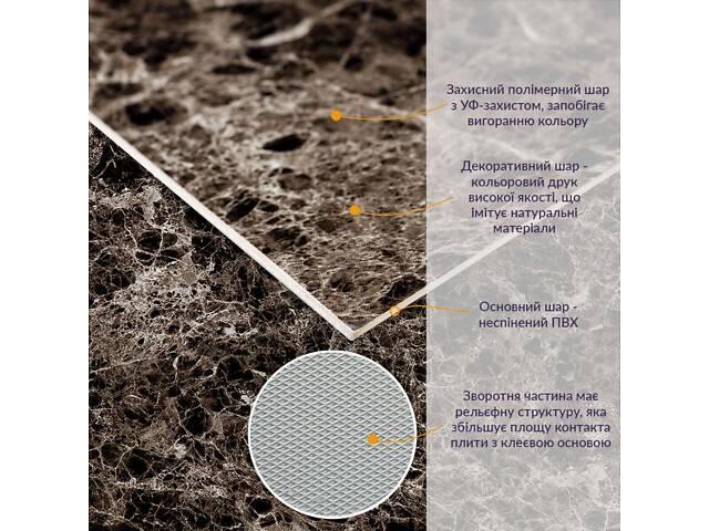 Декоративная ПВХ плита серый темно-серый мрамор 0,6*1,2мх3мм SW-00002271 - Фото 3