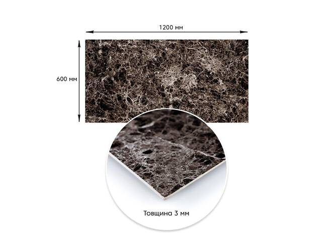 Декоративная ПВХ плита серый темно-серый мрамор 0,6*1,2мх3мм SW-00002271 - Фото 4