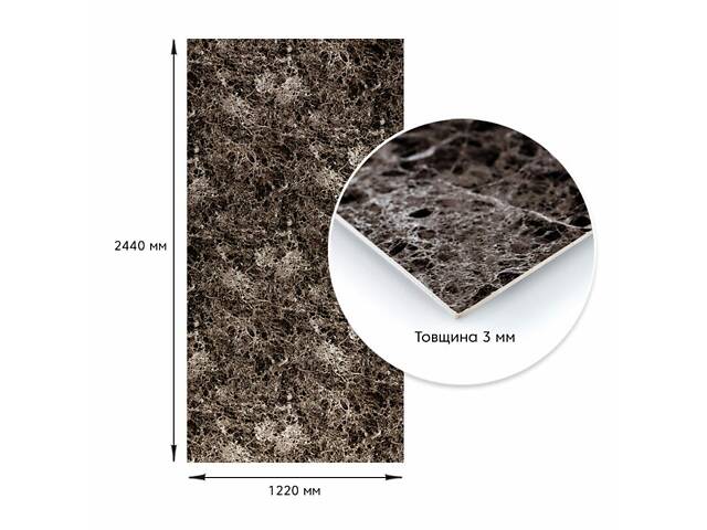Декоративная ПВХ плита серый темно-серый мрамор 1,22х2,44мх3мм SW-00001407 - Фото 4