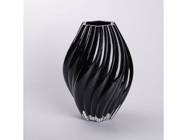 Декоративна скляна ваза для квітів 30 см фігурна ваза 5 л Чорна - Фото 1
