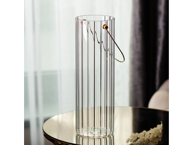 Декоративна скляна ваза для квітів з ручкою 29 см - Фото 4