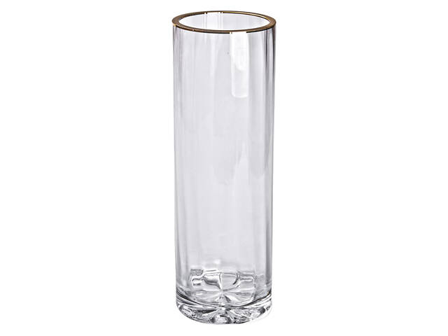 Декоративна скляна ваза для квітів із золотою окантовкою 29,5 см. - Фото 1