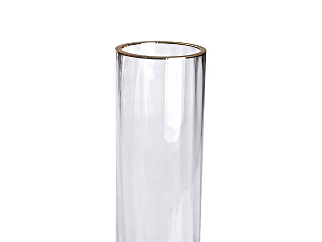 Декоративна скляна ваза для квітів із золотою окантовкою 29,5 см. - Фото 2