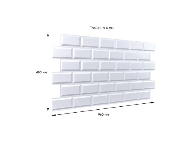 Декоративна ПВХ панель 960х480х4мм Біла клінкерна цегла SW-00001431 - Фото 3