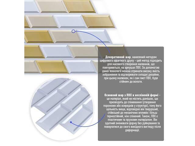Декоративна ПВХ панель 960х480х4мм Біло-бежева клінкерна цегла SW-00001430 - Фото 2
