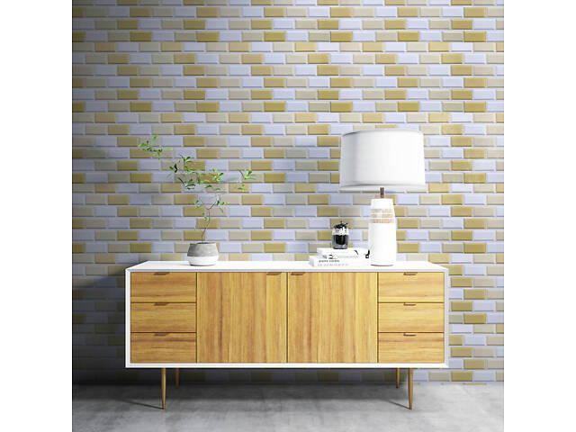 Декоративна ПВХ панель 960х480х4мм Біло-бежева клінкерна цегла SW-00001430 - Фото 6