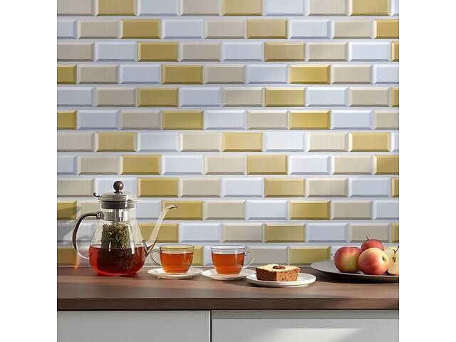 Декоративна ПВХ панель 960х480х4мм Біло-бежева клінкерна цегла SW-00001430 - Фото 7