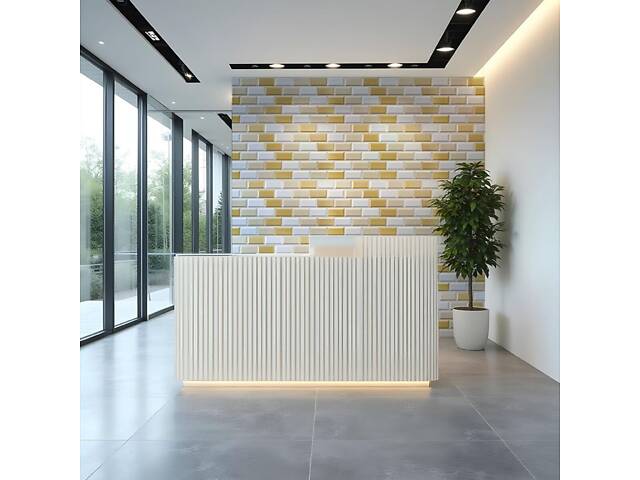 Декоративна ПВХ панель 960х480х4мм Біло-бежева клінкерна цегла SW-00001430 - Фото 8