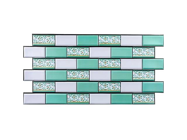 Декоративна ПВХ панель 960х480х4мм Цегла зелений орнамент SW-00001429 - Фото 1