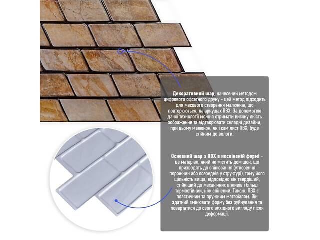 Декоративна ПВХ панель цегла 960х480х4мм Коричневий мармур SW-00001428 - Фото 2