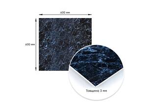 Декоративна ПВХ плита 600х600х3мм Чорний мармур (S) SW-00001625