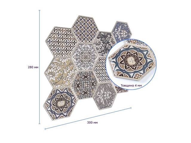 Декоративна ПВХ плитка на самоклейці 280х300х5мм Соти, ціна за 1 шт. (СПП-504) SW-00000673 - Фото 3