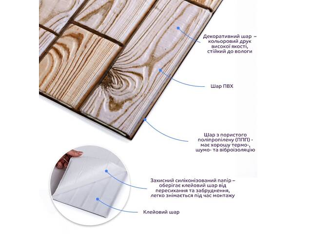 Декоративна ПВХ плитка на самоклейці 300х300х4мм Карамельна, ціна за 1 шт. (СПП-606) SW-00001133 - Фото 2