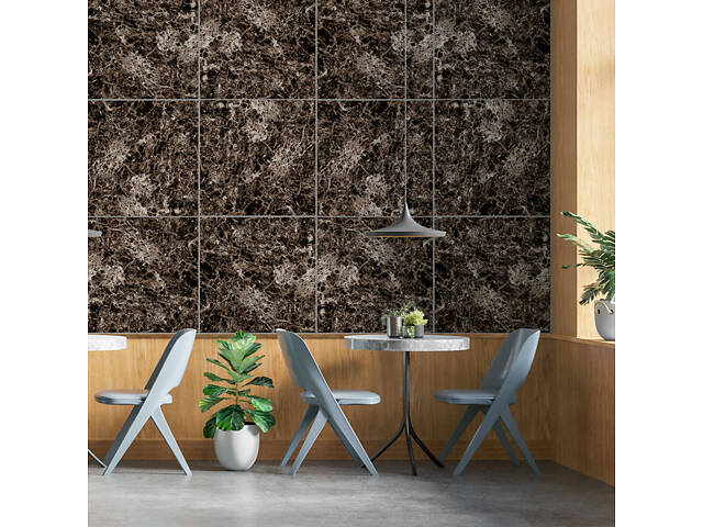 Декоративная ПВХ плита 600х600х3мм Сірий темно-сірий мармур (S) SW-00001628 - Фото 6