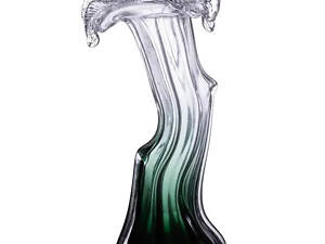 Декоративна скляна ваза для квітів 29 см фігурна Зелена HP-9-1