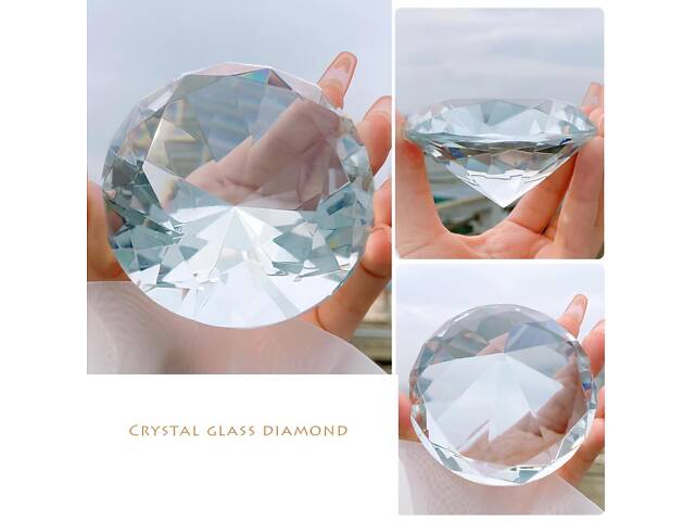 Декоративний діамант RESTEQ 60 мм, Діамант з оптичного скла к9, Діамант з кришталевого скла K9, K9 Crystal - Фото 3