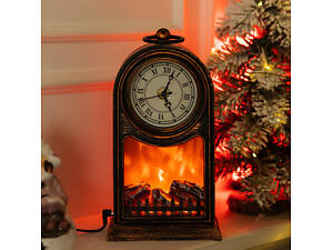 Декоративный камин-часы LED-подсветка USB 25×14×40 (см) CR-3-6