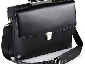 Діловий портфель зі шкіри та нейлону Fouquet NBC-1002M чорний