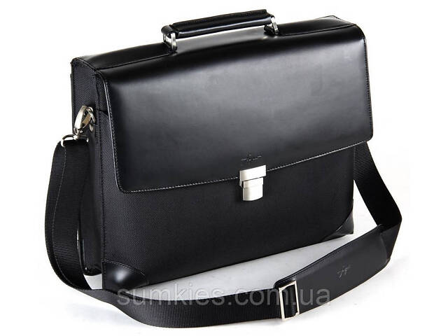 Діловий портфель зі шкіри та нейлону Fouquet NBC-1002M чорний - Фото 1