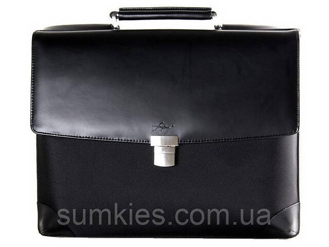 Діловий портфель зі шкіри та нейлону Fouquet NBC-1002M чорний - Фото 2