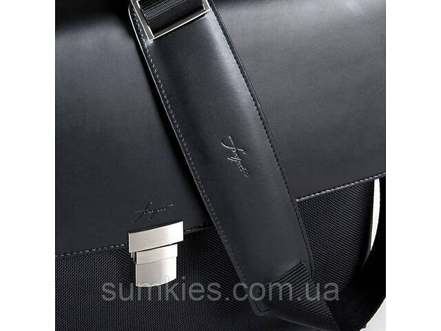 Діловий портфель зі шкіри та нейлону Fouquet NBC-1002M чорний - Фото 5