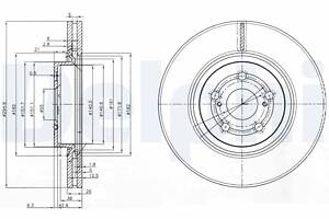 DELPHI BG3914 Диск гальмівний (передній) (к-кт 2 шт) Toyota Avensis 03-08 (295x26) (з покриттям)