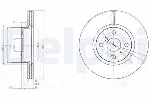 DELPHI BG4054 Диск гальмівний (передній) (к-кт 2 шт) Toyota Yaris 07- (275x22)