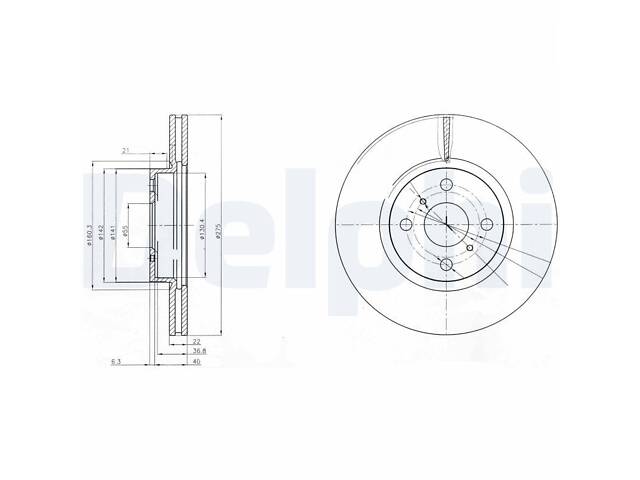 DELPHI BG4054 Тормозной диск (передний) (комплект 2 шт) Toyota Yaris 07- (275x22) - Фото 1