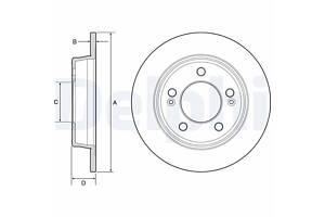 DELPHI BG4559C Диск гальмівний (задній) (к-кт 2 шт) Kia Ceed/Cerato/Soul/Hyundai i30/Elantra 12- (262x10)