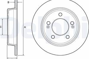 DELPHI BG4559C Диск гальмівний (задній) (к-кт 2 шт) Kia Ceed/Cerato/Soul/Hyundai i30/Elantra 12- (262x10)
