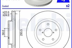DELPHI BG5130C Диск гальмівний (передній) (к-кт 2шт) Subaru Forester 18- (294x24)