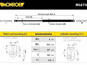 Демпфер дверей капота MONROE ML6116 на JEEP COMPASS (MK49)