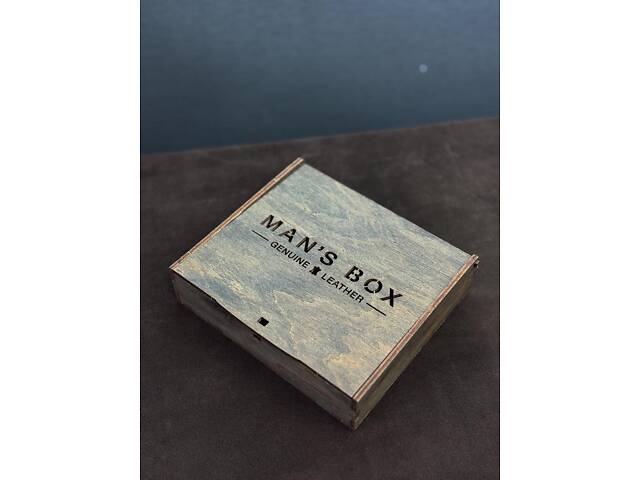? Деревянная коробка MAN'S BOX под кошельки, зажимы, бифолды (18см × 16см × 4см) - Фото 1
