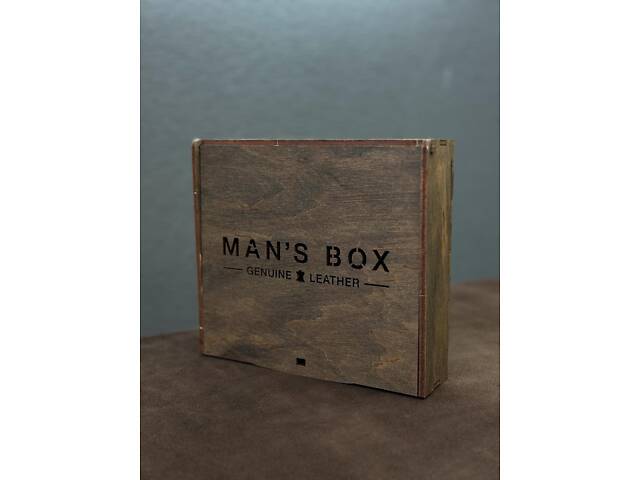 ? Деревянная коробка MAN'S BOX под кошельки, зажимы, бифолды (18см × 16см × 4см) - Фото 2