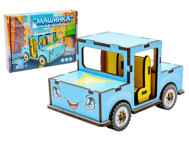 Дерев'яний 3D конструктор 'Машинка' 43 дет. Puz-00930 р. 8,7*14*8,2 см PuzzleOK - Фото 1