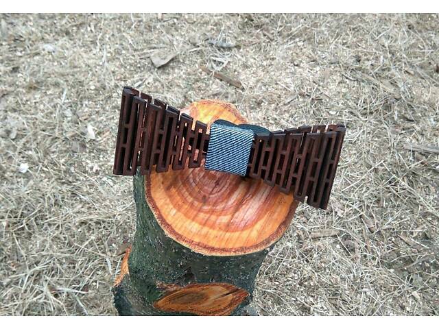 Деревянная бабочка HatynkaUA Решетка Серая (SUN0046) - Фото 2